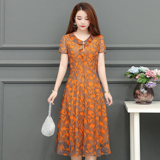 MQ-1751-812夏季新款宽松大码气质时尚短袖雪纺连衣裙YY 商品图2