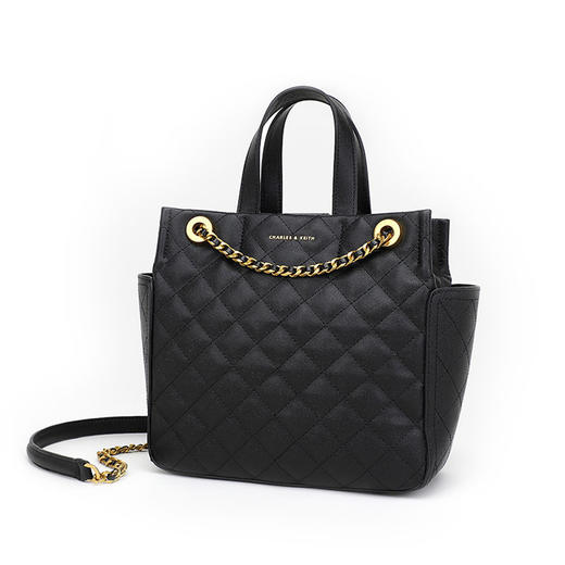 CHARLES&KEITH 菱格链条手提包斜挎大包 黑色CK2-30780627BJPY带授权招加盟代理 商品图1