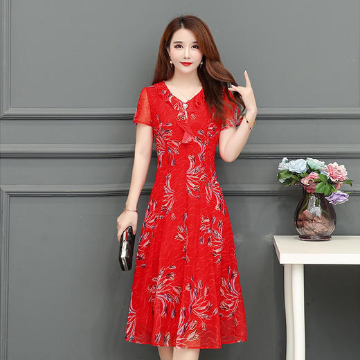 MQ-1751-812夏季新款宽松大码气质时尚短袖雪纺连衣裙YY 商品图3