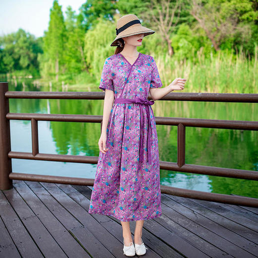 LTFS069新款收腰气质原创纯苎麻连衣裙 商品图2