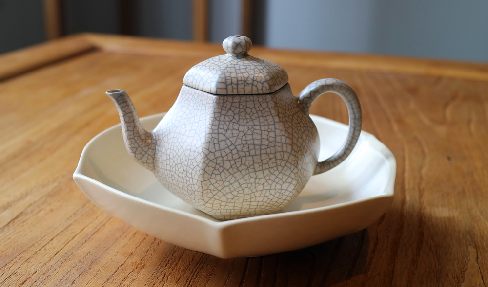 壶承 泡茶必备 六方口官哥釉壶承
