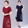 YCE-A054-A939妈妈装过膝连衣裙 阔太太气质高贵长款显瘦裙子 商品缩略图0