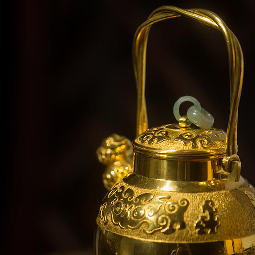 竹影堂纯金兽口饕餮纹翡翠摘汤沸 商品图2