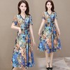 YWE-O2A8190阔太太气质高贵印花大码连衣裙 商品缩略图1