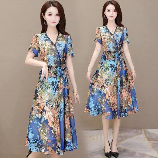YWE-O2A8190阔太太气质高贵印花大码连衣裙 商品图1