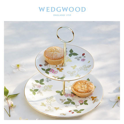 WEDGWOOD玮致活绚金草莓双层点心盘骨瓷盘子260周年限定版新品上市 商品图2