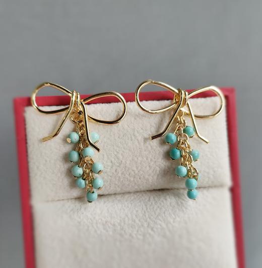 绿松石蝴蝶结耳钉 商品图1