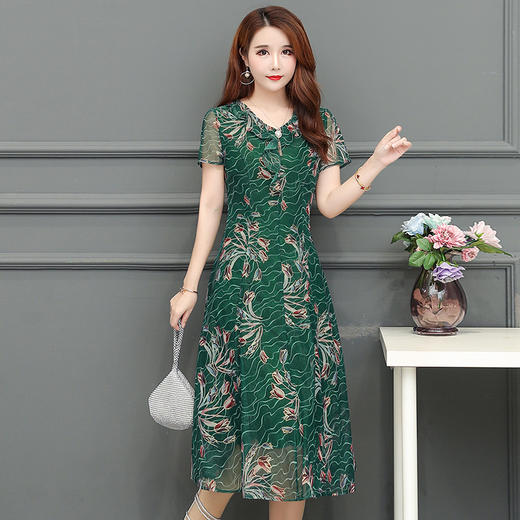 MQ-1751-812夏季新款宽松大码气质时尚短袖雪纺连衣裙YY 商品图0