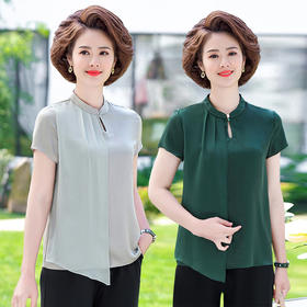 MQ-FHSQ-FA113夏装新款洋气复古短袖雪纺衫YY