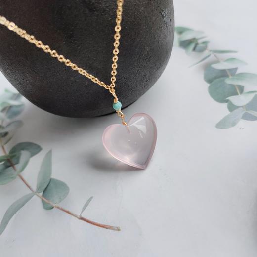 粉晶心形项链 商品图0