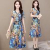 YWE-O2A8190阔太太气质高贵印花大码连衣裙 商品缩略图0