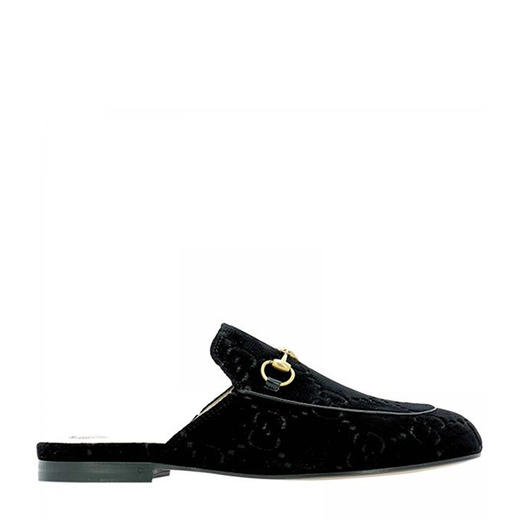 GUCCI 古驰 Princctown系列GG黑色天鹅绒女士凉拖 黑色 475094 9JT20 1000 商品图0