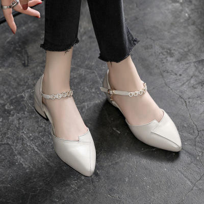 LL-9019-2真皮女式凉鞋2020夏季新款粗跟低跟侧空凉鞋 商品图2