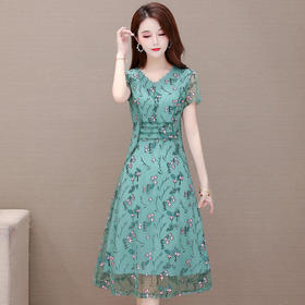 YWE-JA018新品气质高贵阔太太刺绣连衣裙
