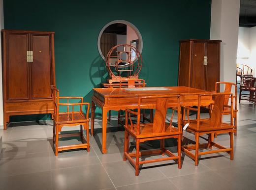 红桥红  家具严选  缅甸花梨（大果紫檀）  【178石面茶趣 双抽屉马蹄腿茶桌】 商品图2