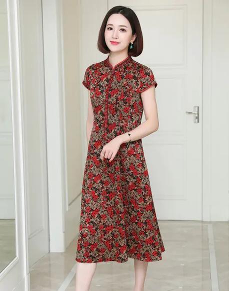 XN-2913香云纱大码高端气质优雅连衣裙 商品图1