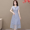 YWE-S249气质减龄女中长款时尚蕾丝连衣裙 商品缩略图1