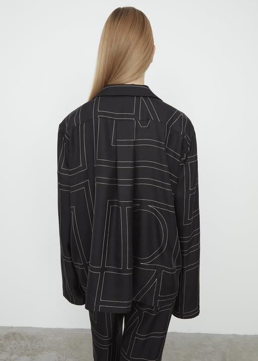 toteme 20pf 奶油色/黑色 sanville logo真丝衬衫