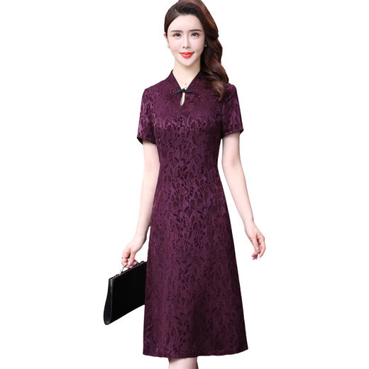 WXY-W-MX-2023Y复古2020新款真丝收腰减龄提花中长裙 商品图2