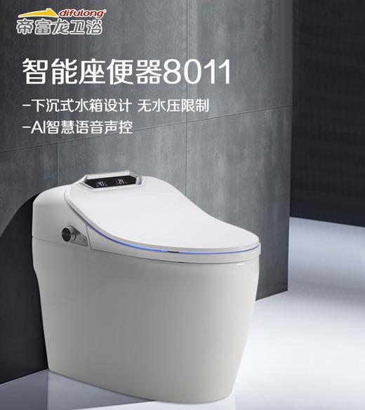 帝富龙 智能坐便器 8011银 语音控制 下沉式水箱 商品图0