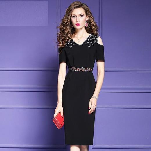 FMY-29987时尚烫钻修身包臀一步裙 商品图1