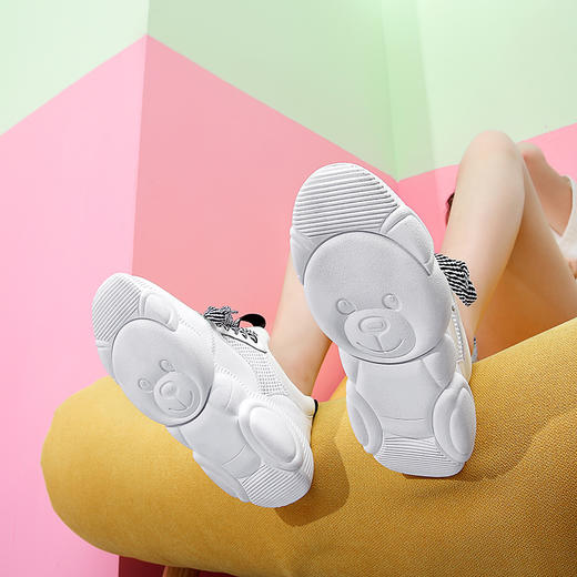 SFJ-JZX108-2A老爹鞋新款真皮网面透气小熊鞋厚平底休闲潮 商品图4