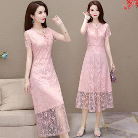 YWE-S249气质减龄女中长款时尚蕾丝连衣裙
