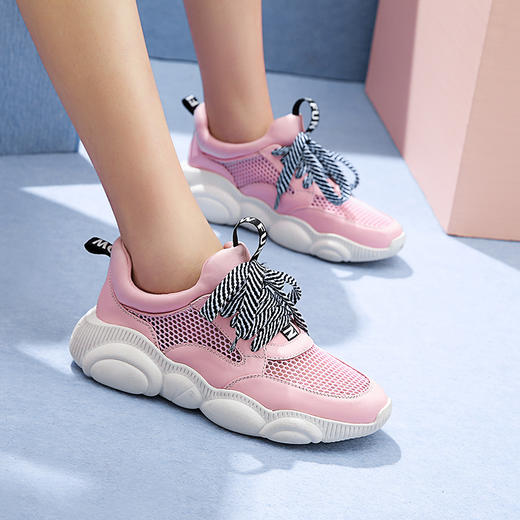 SFJ-JZX108-2A老爹鞋新款真皮网面透气小熊鞋厚平底休闲潮 商品图3