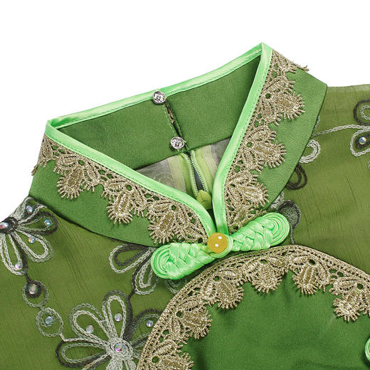 DLQ-A2431绿色旗袍走秀高端演出服长款 优雅复古连衣裙 商品图3