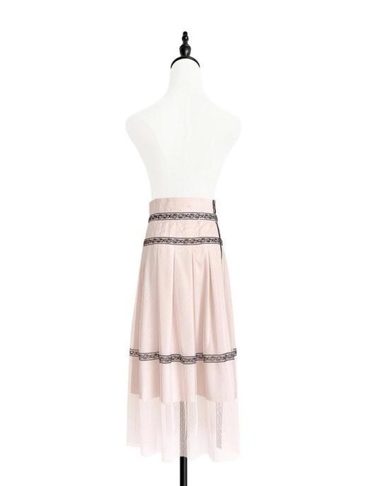 TYNVIE 蕾丝拼线纱质半身裙 - 粉色 商品图2