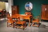 红桥红  家具严选  缅甸花梨（大果紫檀）  【178石面茶趣 双抽屉马蹄腿茶桌】 商品缩略图1