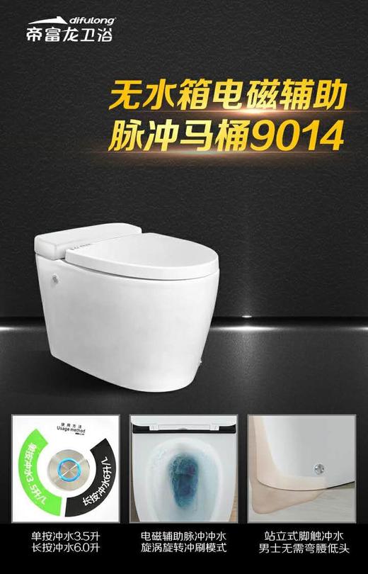 帝富龙 脉冲坐便器 9014 陶瓷后盖 无水箱 400 商品图1