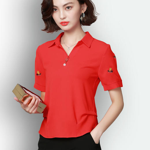 NYL-5163222绣花新款韩版宽松洋气短袖上衣高档小衫 商品图2