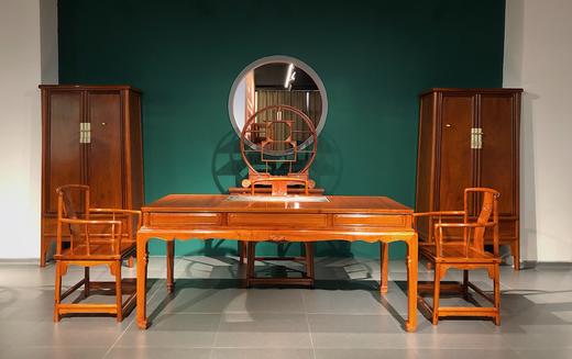 红桥红  家具严选  缅甸花梨（大果紫檀）  【178石面茶趣 双抽屉马蹄腿茶桌】 商品图3