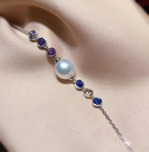 轻奢气质系手链实物上手很漂亮天然澳洲白珍珠10mm18k金镶嵌77彩宝