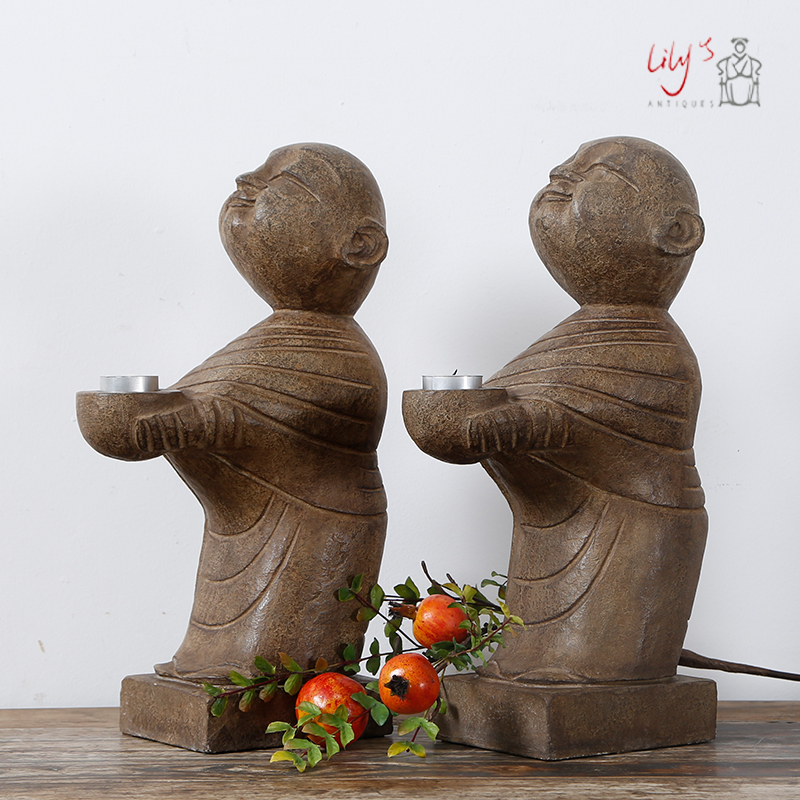 青石站佛软装饰品石头摆件家居软装饰品禅意佛摆件佛像