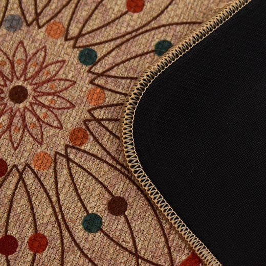 亚麻面瑜伽垫异域风格印花图案加宽长厚防滑地垫JJ20912 商品图1