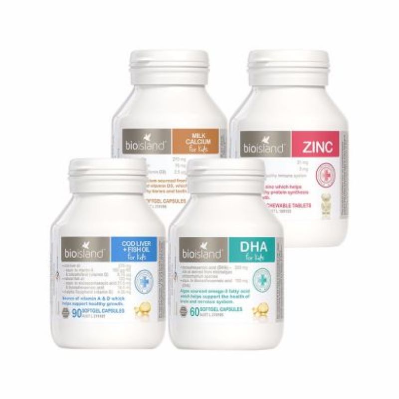 澳洲Bioisland 爆款套装 乳钙+鳕鱼油+海藻油+锌片 澳洲直邮JPY带授权招加盟代理