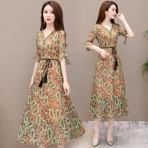 YWE-HL-HYB36夏新款时尚修身显瘦妈妈装连衣裙 商品图1