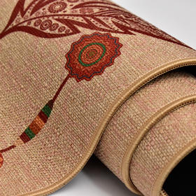 亚麻面瑜伽垫异域风格印花图案加宽长厚防滑地垫JJ20912