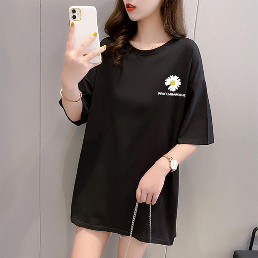 LN-63新品中长宽松棉T印花短袖百搭原宿上衣 商品图3