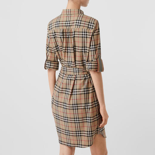 BURBERRY 巴宝莉 女士 Vintage 格纹弹力棉质系腰衬衫式连衣裙 8024585 A7028 商品图2