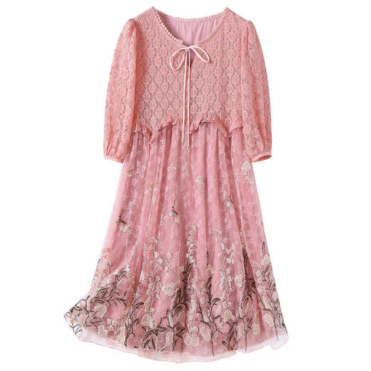 MY-M00080夏新款韩版宽松显瘦大码绣花蕾丝碎花A字裙 商品图4