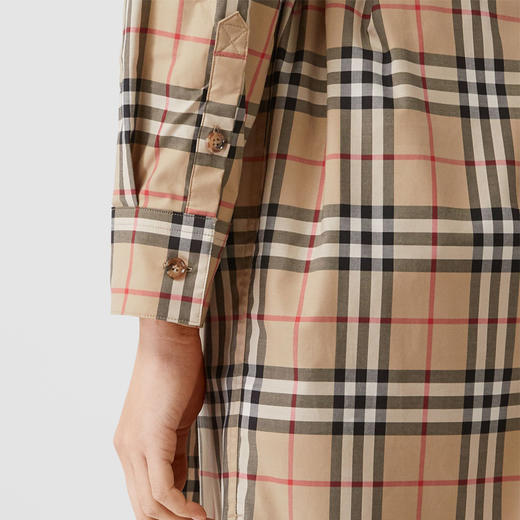 BURBERRY 巴宝莉 女士 Vintage 格纹弹力棉质系腰衬衫式连衣裙 8024585 A7028 商品图4