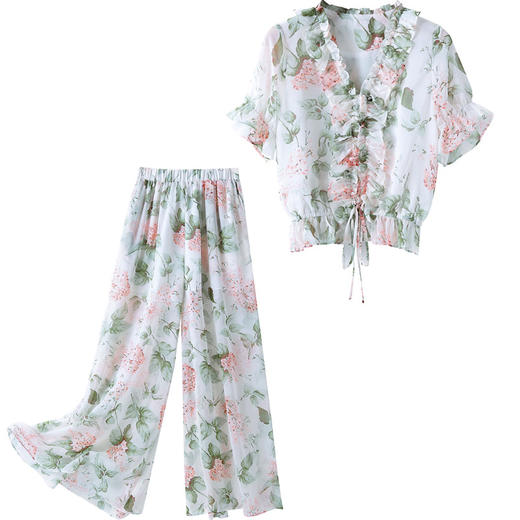 NYL-M000167碎花2020年新款网红洋气减龄显瘦气质两件套 商品图3