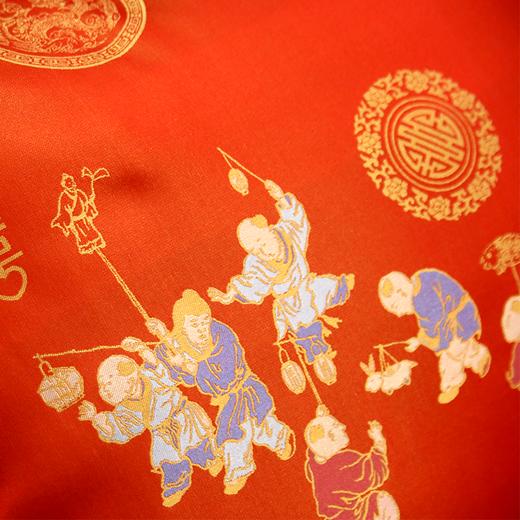 SAINTJOY/上久楷宋锦家纺六件套 百子同庆·大红色TZ15410 商品图4
