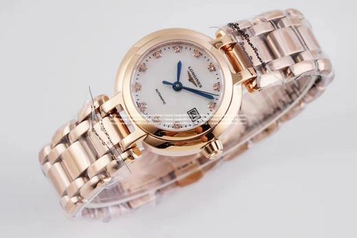 圆润皎洁 精致秀气！品鉴N强女士机械——浪琴表心月系列腕表。【精彩细节】1.腕表尺寸26.5毫米，圆润皎洁的表壳做工出色，散发如正品一般的柔和质感。2.间金镀层——采用18KPVD电镀，并非普通电镀 商品图4
