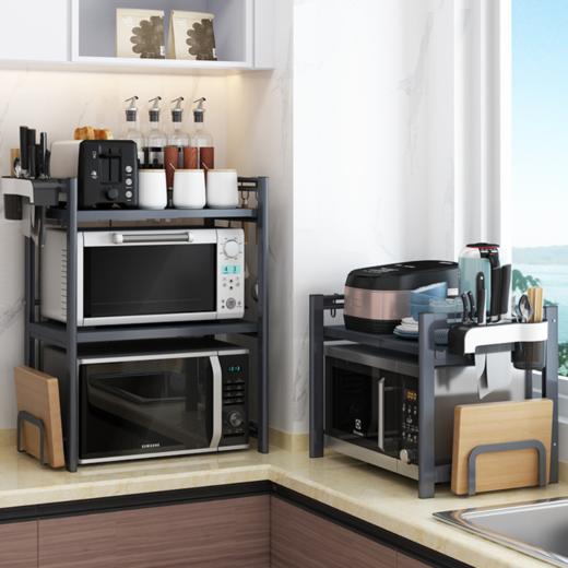 【厨房置物架】不锈钢多层微波炉架 烤箱橱柜置物架 落地伸缩厨房用品置物架 商品图0