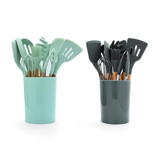 【榉木12件套厨具套装】欧式硅胶锅铲家用烹饪神器  炒菜耐高温餐具不粘锅专用汤勺子 商品图4