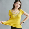 ZZ-DA3359夏新款大码女装绣花短袖棉t恤女上衣镶钻小衫 商品缩略图3